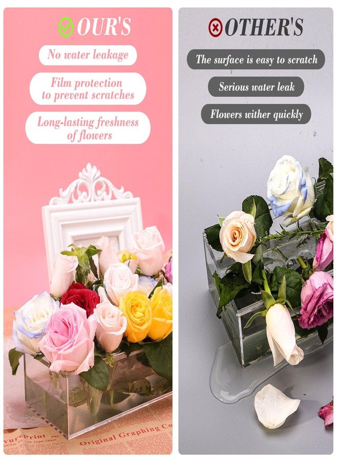 ShinePick 2 Pack Acrylic Flower Vase Rectangular, Clear Acrylic Flower Vase, 24 Inch Long Floral Centerpiece for Dining Table Decor, Clear Vases with 12 Holes,Modern Flower vase for Home/Wedding/Party - Image 4